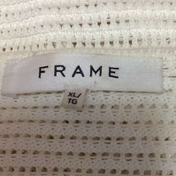 Frame White Open Knit Crochet Tie Front Long Sleeve Cardigan Sweater Top Size XL - Picture 4 of 5